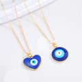 Gold Tone Blue Evil Eye Pendant Necklaces in Heart and Round Shapes view 1