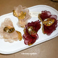 Blush And Burgundy Chiffon Flower Statement Stud Earrings view 4