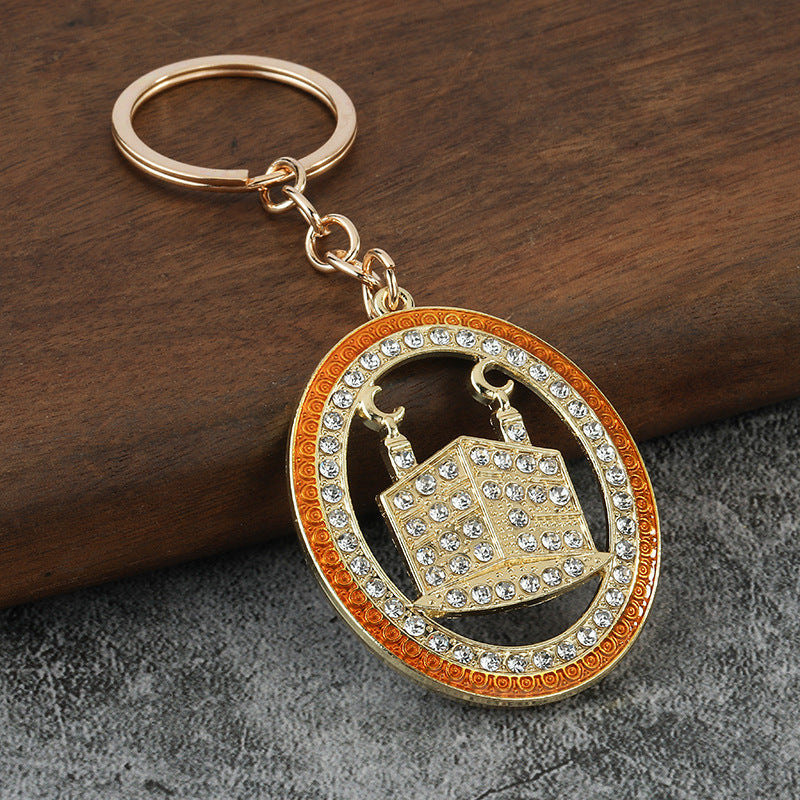 Moon Festival Gold Tone Rhinestone Keychain Arabic Style Bag Charm