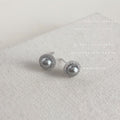 Silver Tone Gray Pearl Clear Stone Halo Stud Earrings For Women view 4