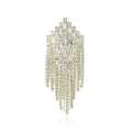 Rhinestone Fringe Brooch In Metal With Stepped Baguette Crystals And Hanging Crystal view 5