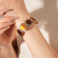 Gold Oval Cabochon Stretch Bracelet Enamel Leopard 4 Styles view 3