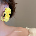 Chiffon Flower C Hoop Statement Earrings In Five Colors view 4