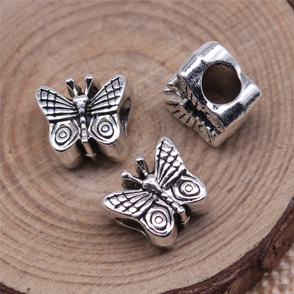 12x10mm 2.5g Antique Silver Zinc Alloy Butterfly Large Hole Beads for Bracelet Necklace DIY Jewelry