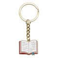 Open Book Sun Face Enamel Keychain Blue or Red Cover view 6