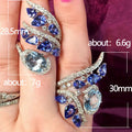 Blue Leaf And Teardrop Crystal Statement Ring In Two Designs view 5
