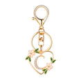 Gold Heart Initial Letter Keychain Floral Rhinestone Charm view 8