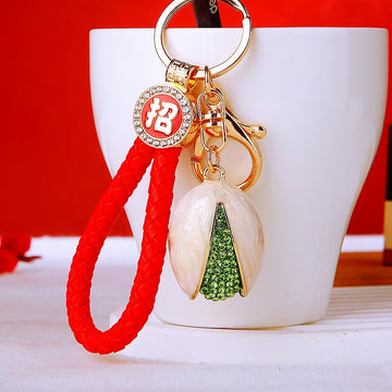 Jeweled Pistachio Keychains in Single Double and Braided Loop Options