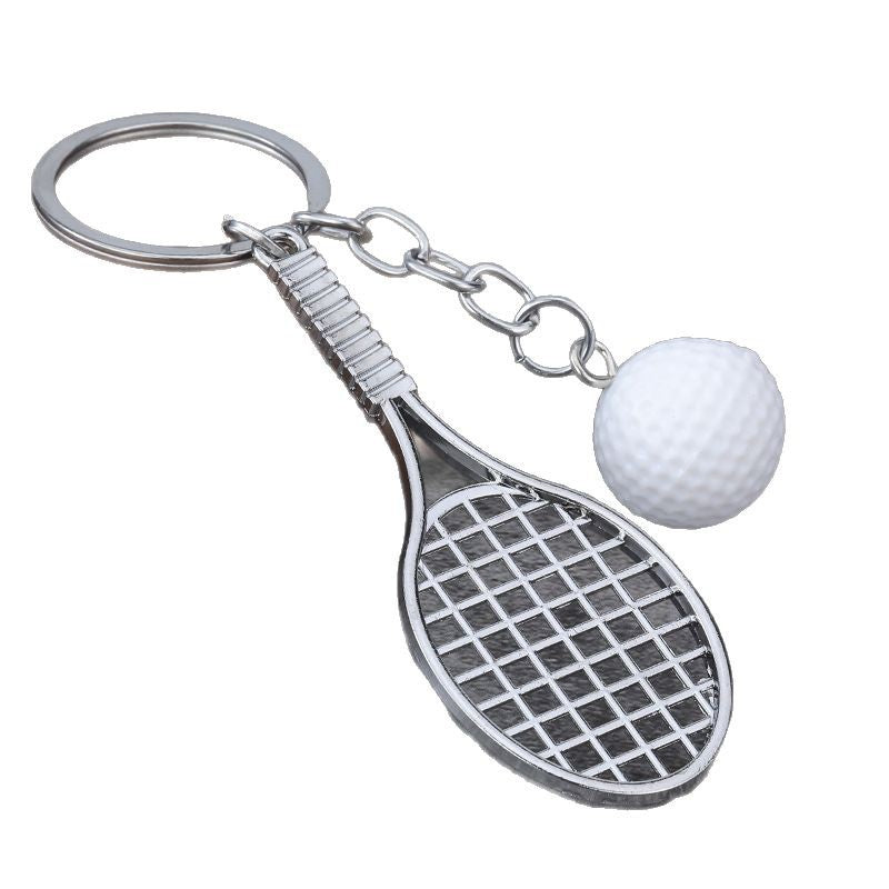 Mini Tennis Racket Zinc Alloy Sports Souvenir Keychain Gift