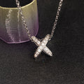 Rose Gold Tone X Pendant Necklace With Clear Stones view 3