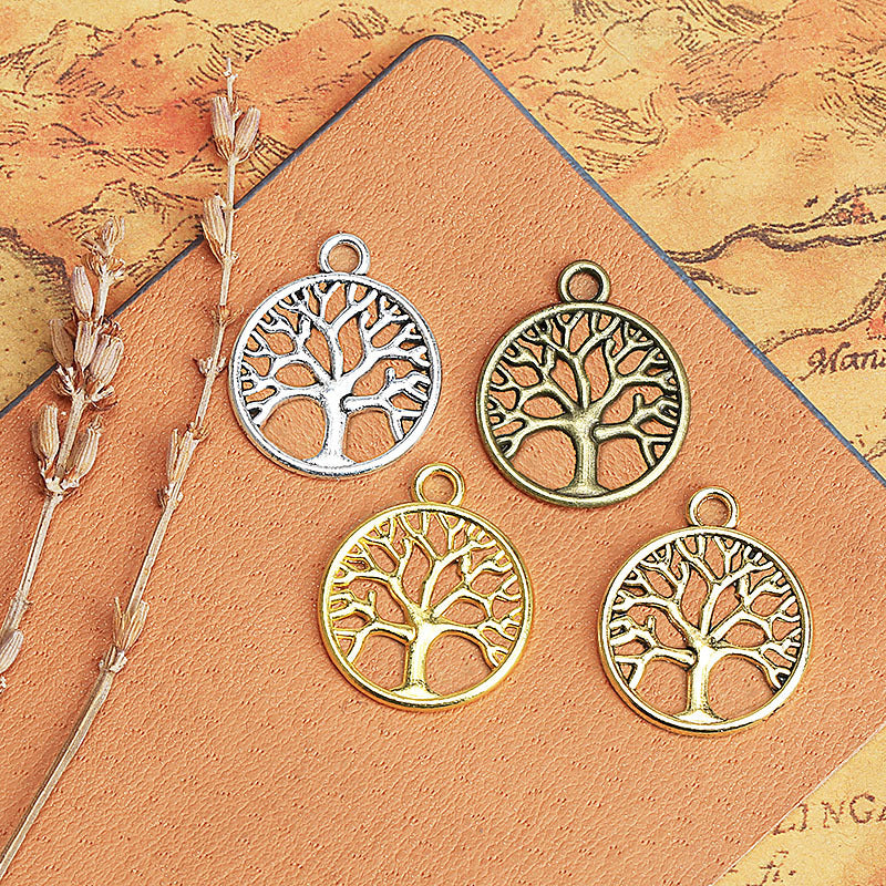 20mm Double-Sided Tree of Life Round Alloy Charm Pendant