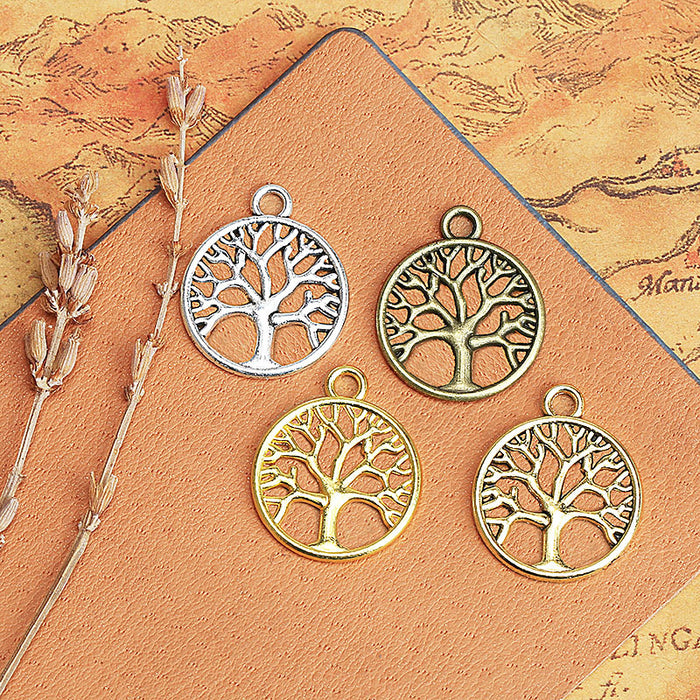 20mm Double-Sided Tree of Life Round Alloy Charm Pendant