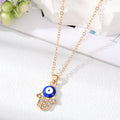 Gold and Silver Tone Crystal Evil Eye and Hamsa Necklaces view 2