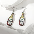 Silver Tone Western Cat Hat Bottle and Cup Acrylic Hook Earrings view 7
