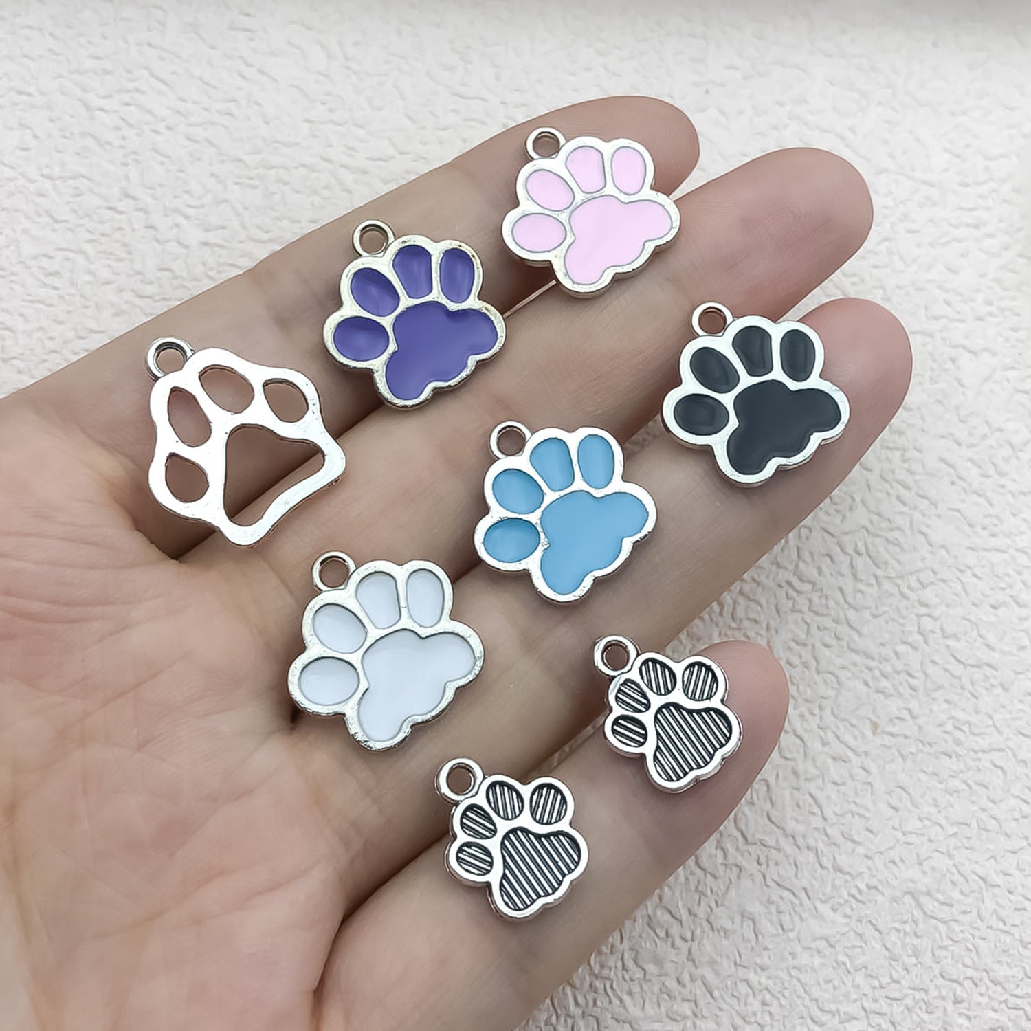 Enamel Zinc Alloy Cat Paw Bear Paw Dog Paw Footprint Charm Pendants for DIY Keychain