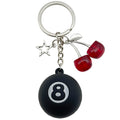 Black Eight Ball Star and Cherry Metal Keychain Set view 5