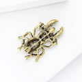 Antique Gold Beetle Brooch Enamel Body Rhinestone Pin view 4