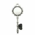 Key Shaped Round Cabochon Pendant Trays in Two Finishes view 4