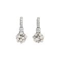 Silver Pearl Flower Crystal Huggie Earrings and Pendant Necklace view 5