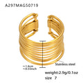 Multi-Strand Wire Open Choker Cuff Ring Gold Silver Stainless view 7
