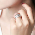 Two-Tone Multi-Rail Pave Wide Ring In Rose And Silver Tones view 3