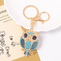 Rhinestone Owl Bird Metal Keychain Gold Clasp Enamel Wings view 6