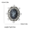 Cameo Woman Brooch With Pearl and Crystal Frame in Two Tones view 7