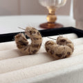 Eight Leopard Print Fuzzy Open C Hoop Statement Earrings view 11