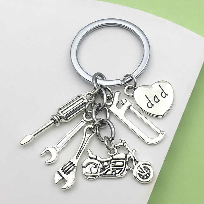 Silver Tone Metal Keychains With Tool Charms in 5 Styles