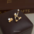 Gold Geometric Cube Crystal Ear Jacket Earrings Pair view 2