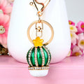 Jeweled Cactus Keychains in Yellow and Green with Braided Loops view 3