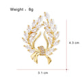 Gold Tone Crystal Wheat Wreath Bow Metal Brooch Pin view 2