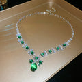 Green Square And Teardrop Crystal Earrings Or Matching Necklace view 7