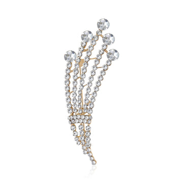 Tapered Crystal Spray Brooch with Draped Chain Fringe