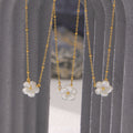 Gold Satellite Chain Shell Flower Pendant Necklace view 4
