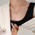 Gold Hollow Bean Pendant Cable Chain Collarbone Necklace view 3