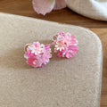Colorful Crystal Flower Cluster Clip On Earrings In Six Styles view 10