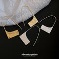 Geometric Textured Drop Earrings In Gold And Silver Tones view 3