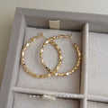 Gold Tone Faceted Square Segment Large Hoop Earrings view 4