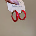 Red And Brown Enamel Hoop Earrings In Two Widths Jewelry view 9