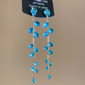 Colorful Teardrop Long Chain Tassel Stud Earrings with Polished Metal Details view 7