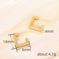 Pavé Crystal Geometric Square Huggie Earrings Two Colors view 4