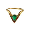 V Shape Pear Zircon Adjustable Open Ring Gold Steel view 5