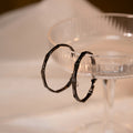Gunmetal Faceted Irregular Round Oversized Hoop Earrings view 2