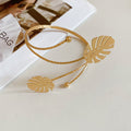 Gold Dual Motif Spiral Arm Cuffs Floral Leaf Shell Styles view 7