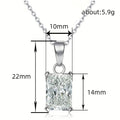 White Gold Tone Radiant Cut Clear Crystal Pendant Necklace view 4