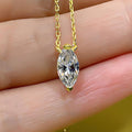Marquise CZ Pendant Necklace Cable Chain Gold Silver view 3