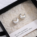 Silver Tone Molten Look Chunky Open Small Hoop Earrings view 3