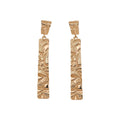 Long Textured Rectangle Drop Earrings in Gold and Silver Tones view 5