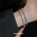 Crossing Double Row Crystal Bangle In Silver Tone Or Gold Tone view 2